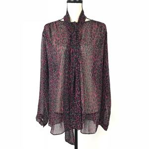 DKNYC Animal Print Sheer Blouse Women’s 1X NWT